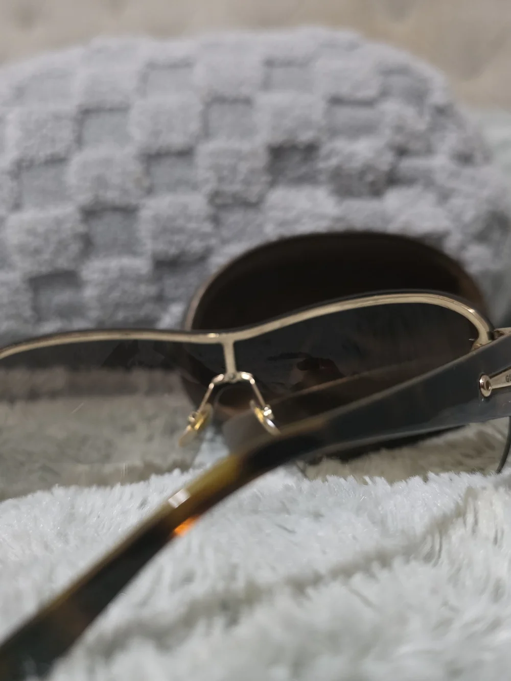 Gucci Brown Gradient Rimless Sunglasses with Gold Accent